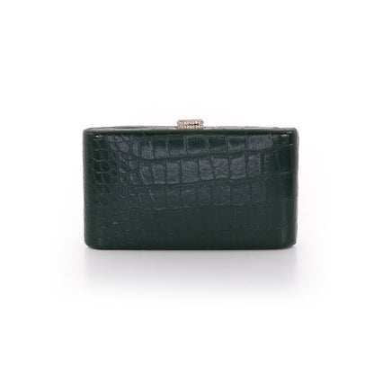 Emerald | Croc Embossed Leather Crystal Clasp Mina Back