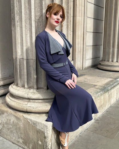 1930s Connie Dress and Crop Jacket - Steel and Check