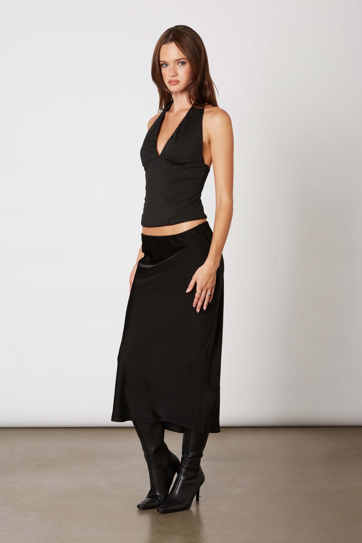 Satin Bias Midi Skirt