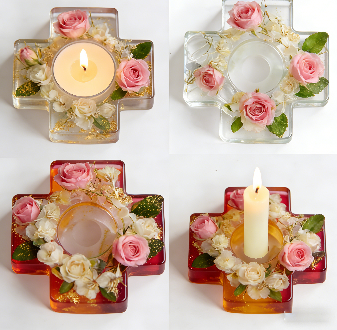 Cross Candle Holder Ornament Resin Mold