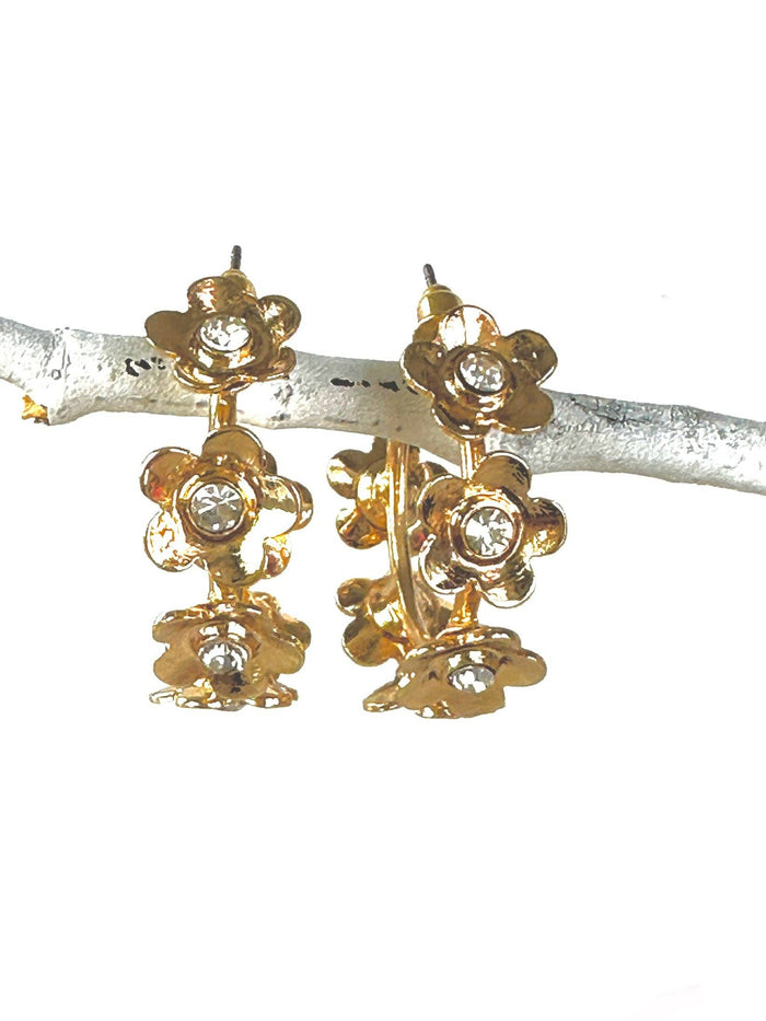 Crystal Flower Hoop Earrings