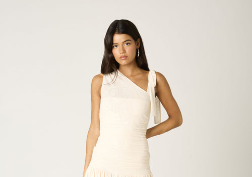 Beautiful Chaos Mesh Tie Shoulder Top