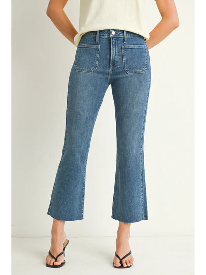 Just Black Denim Patch Pocket Cropped Flare