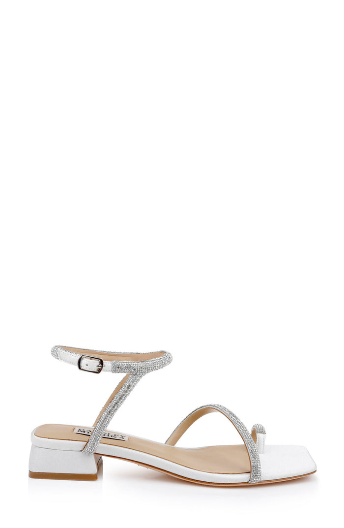 White Crepe | Dakotah Low Block Sandals Side