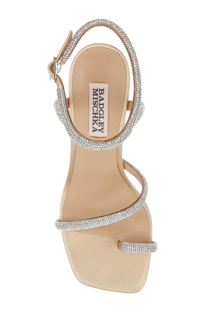 Gold Leather | Dalilah Strappy Bock Heel Sandals Top