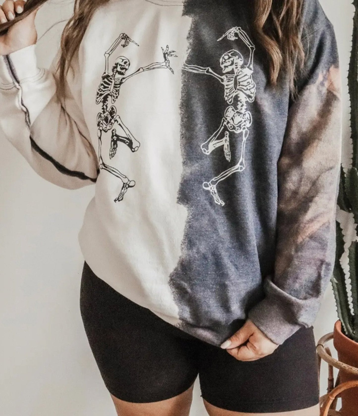 Dancing Skeletons Tie Dye Graphic Sweatshirt