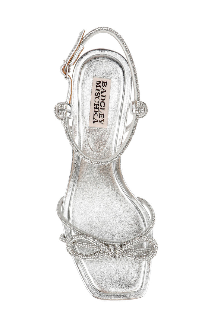 Silver Leather | Dandelion Ankle Strap Kitten Heel Sandals Top