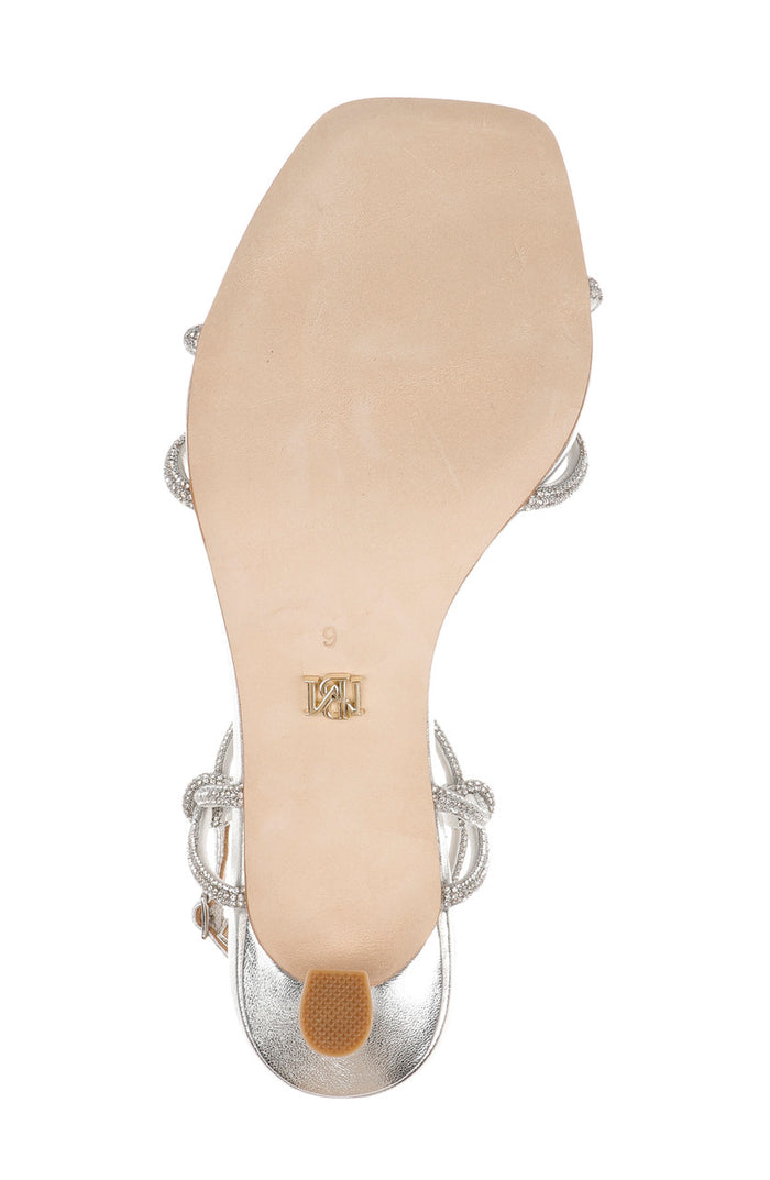 Silver Leather | Dandelion Ankle Strap Kitten Heel Sandals Sole