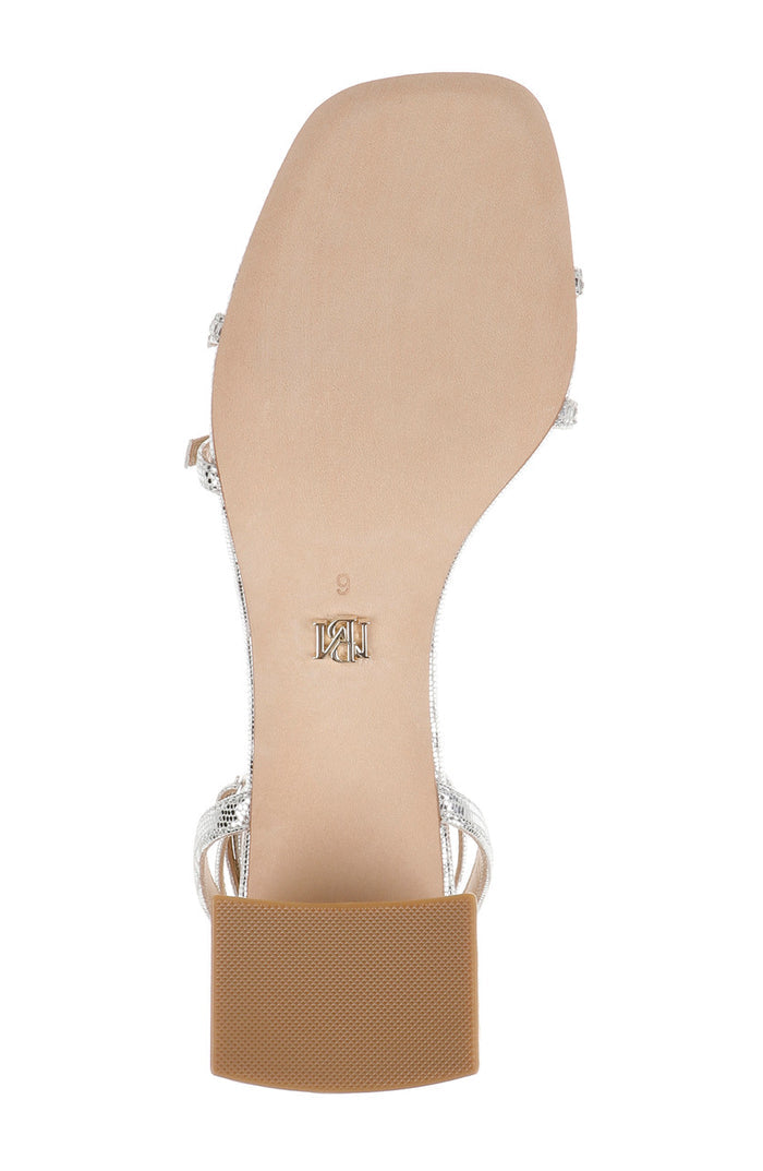 Silver Lizard | Dania Ankle Strap Low Block Sandals Sole