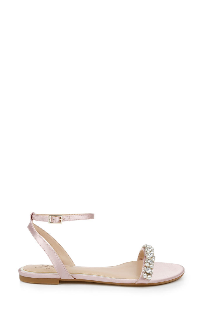 Pastel Pink | Daria Pearl and Crystal Flat Sandals