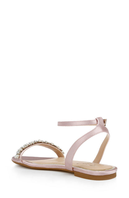 Pastel Pink | Daria Pearl and Crystal Flat Sandals