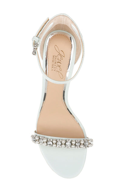 Pale Blue Daylann Pearl and Crystal Block Heel SandalTop