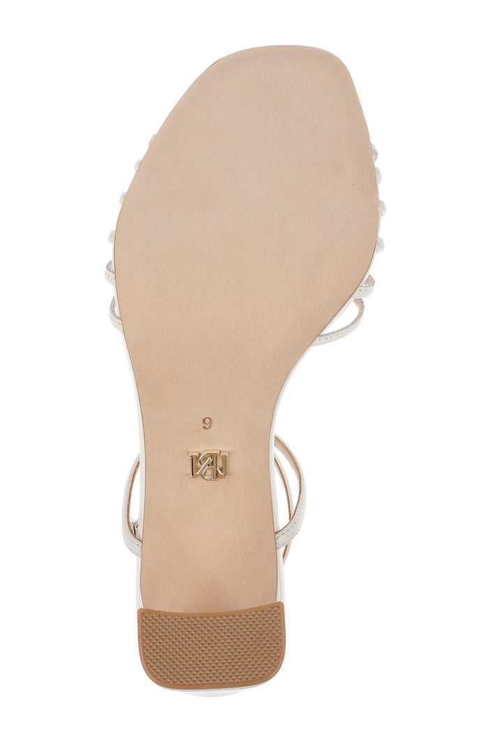 White Leather | Debora T-Strap Block Heel Sandals Sole
