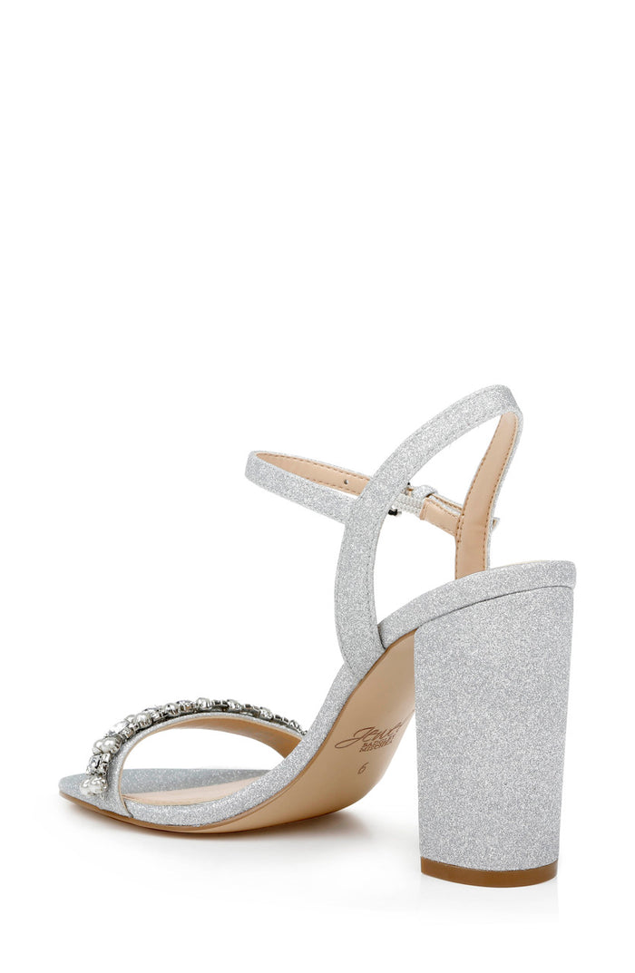 Silver | Dee Pearl and Crystal High Block Heels