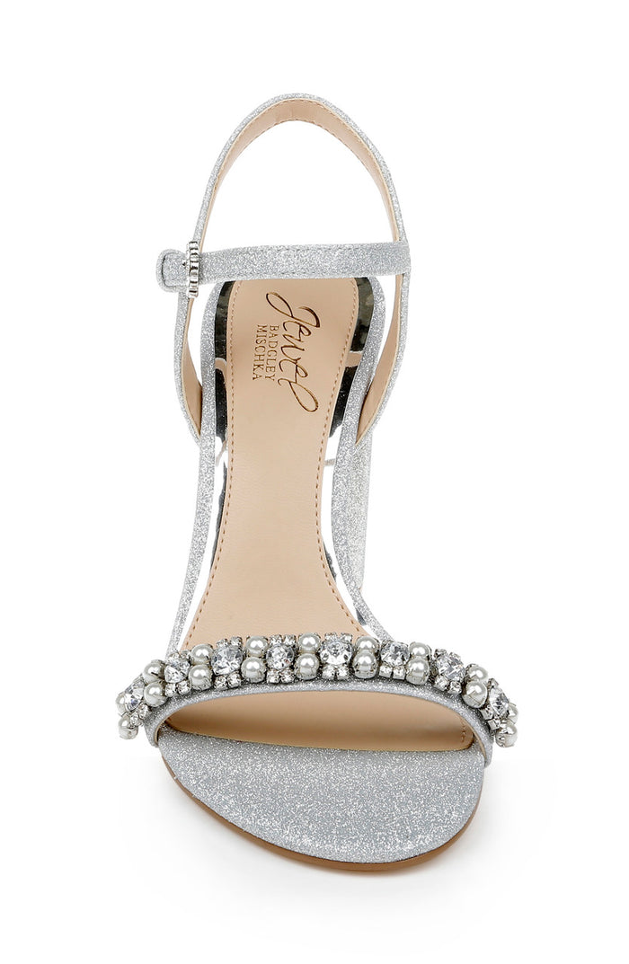 Silver | Dee Pearl and Crystal High Block Heels