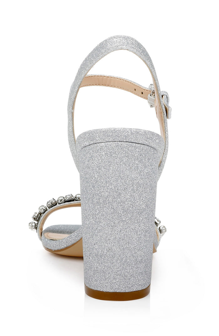 Silver | Dee Pearl and Crystal High Block Heels