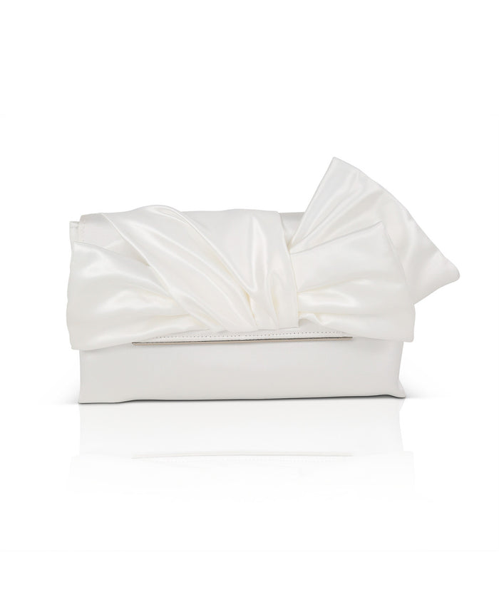 White | Delilah Handtied Bow Envelope Clutch