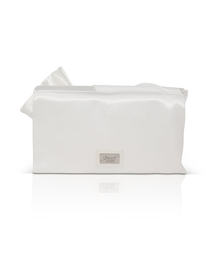 White | Delilah Handtied Bow Envelope Clutch