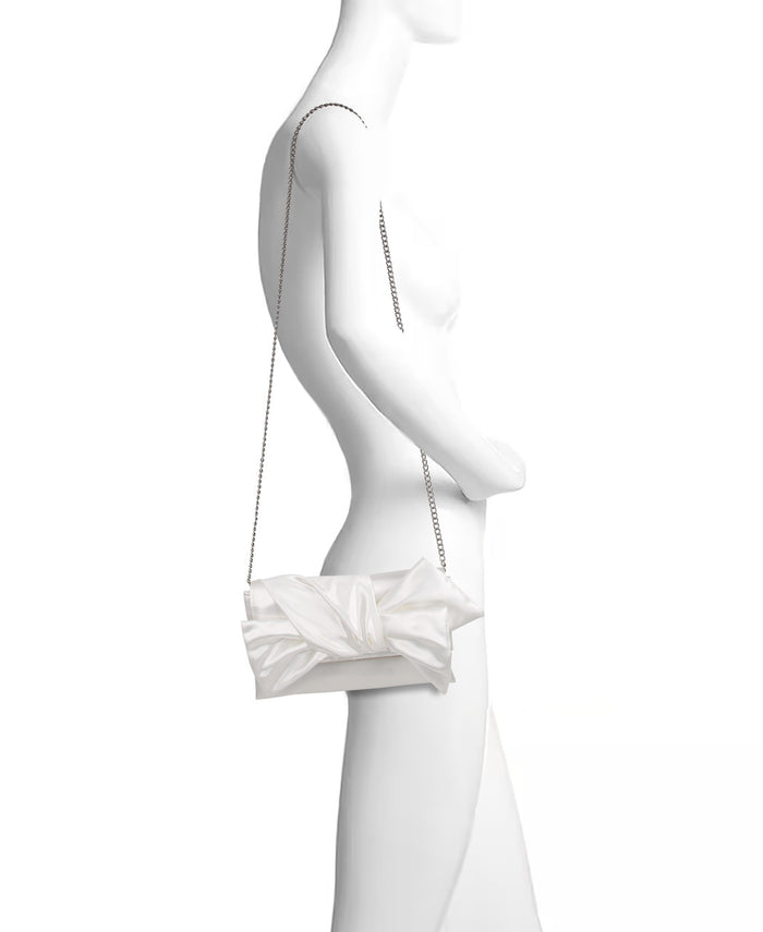 White | Delilah Handtied Bow Envelope Clutch