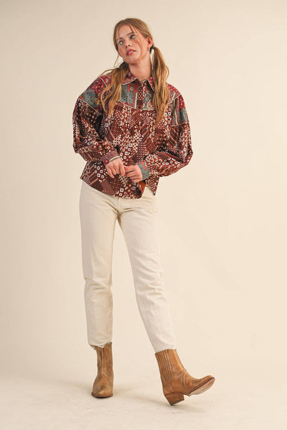 Delilah Patchwork Print Button Down
