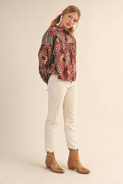 Delilah Patchwork Print Button Down