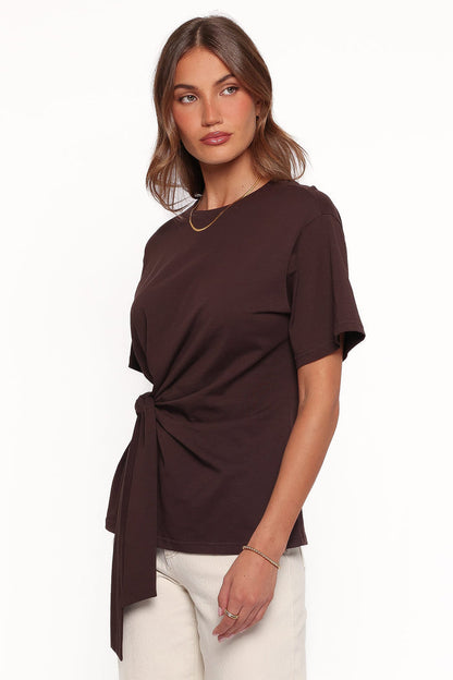 TOPS Devina Knot Tee - Brown