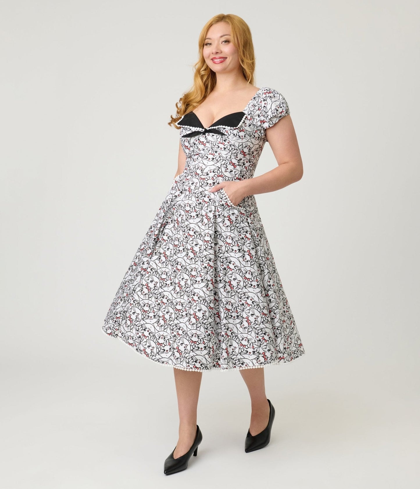 Disney Aristocats Collection by Unique Vintage Disney Marie All Over Print Swing Dress