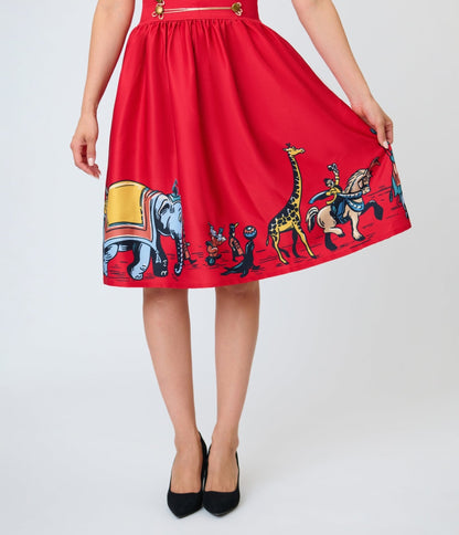 Disney Dumbo Collection by Unique Vintage Red Ringmaster Suspender Swing Skirt