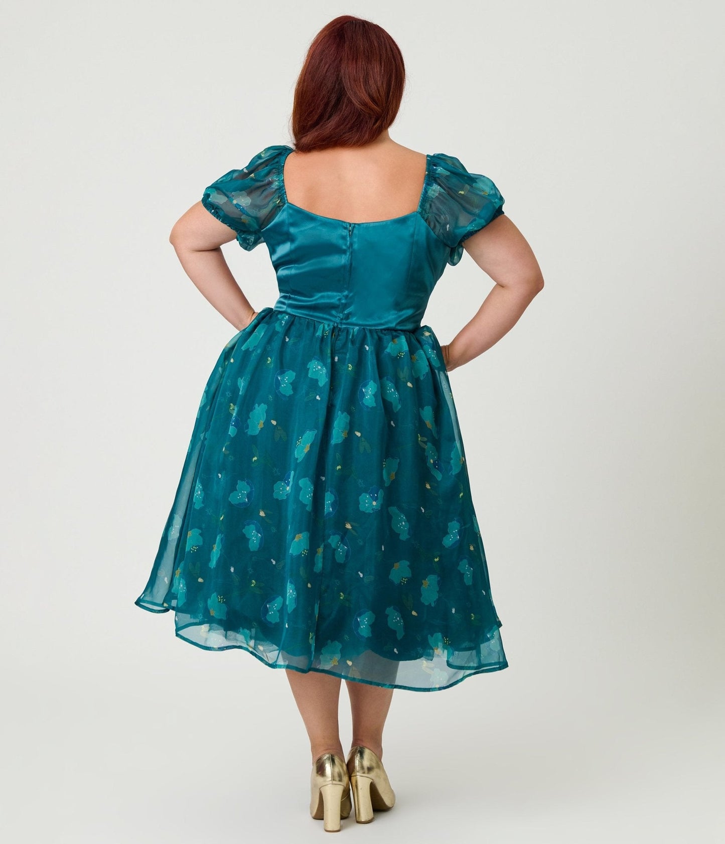 Disney Fantasia Collection by Unique Vintage Plus Size Teal Fairies Light Up Swing Dress