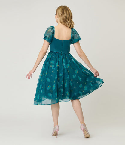 Disney Fantasia Collection by Unique Vintage Teal Fairies Light Up Swing Dress