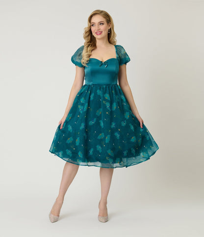 Disney Fantasia Collection by Unique Vintage Teal Fairies Light Up Swing Dress