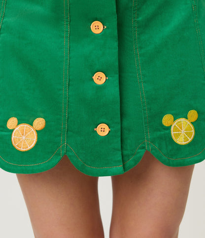 Disney Food Collection by Smak Parlour Green Mickey Citrus Corduroy Mini Skirt