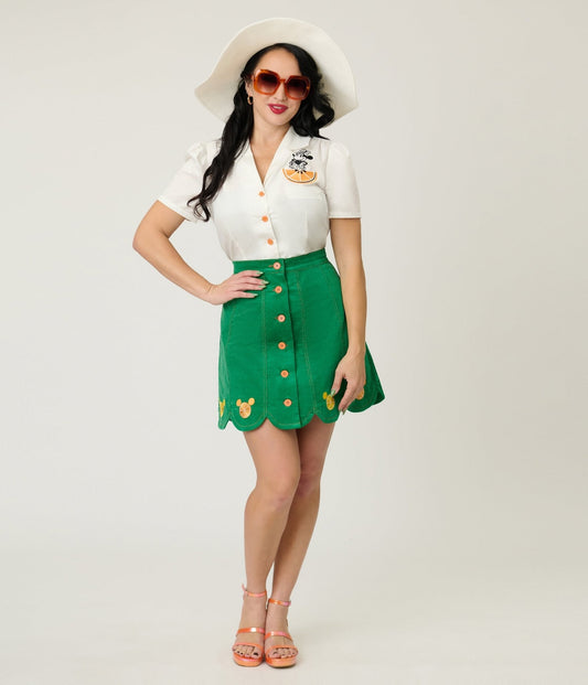 Disney Food Collection by Smak Parlour Green Mickey Citrus Corduroy Mini Skirt