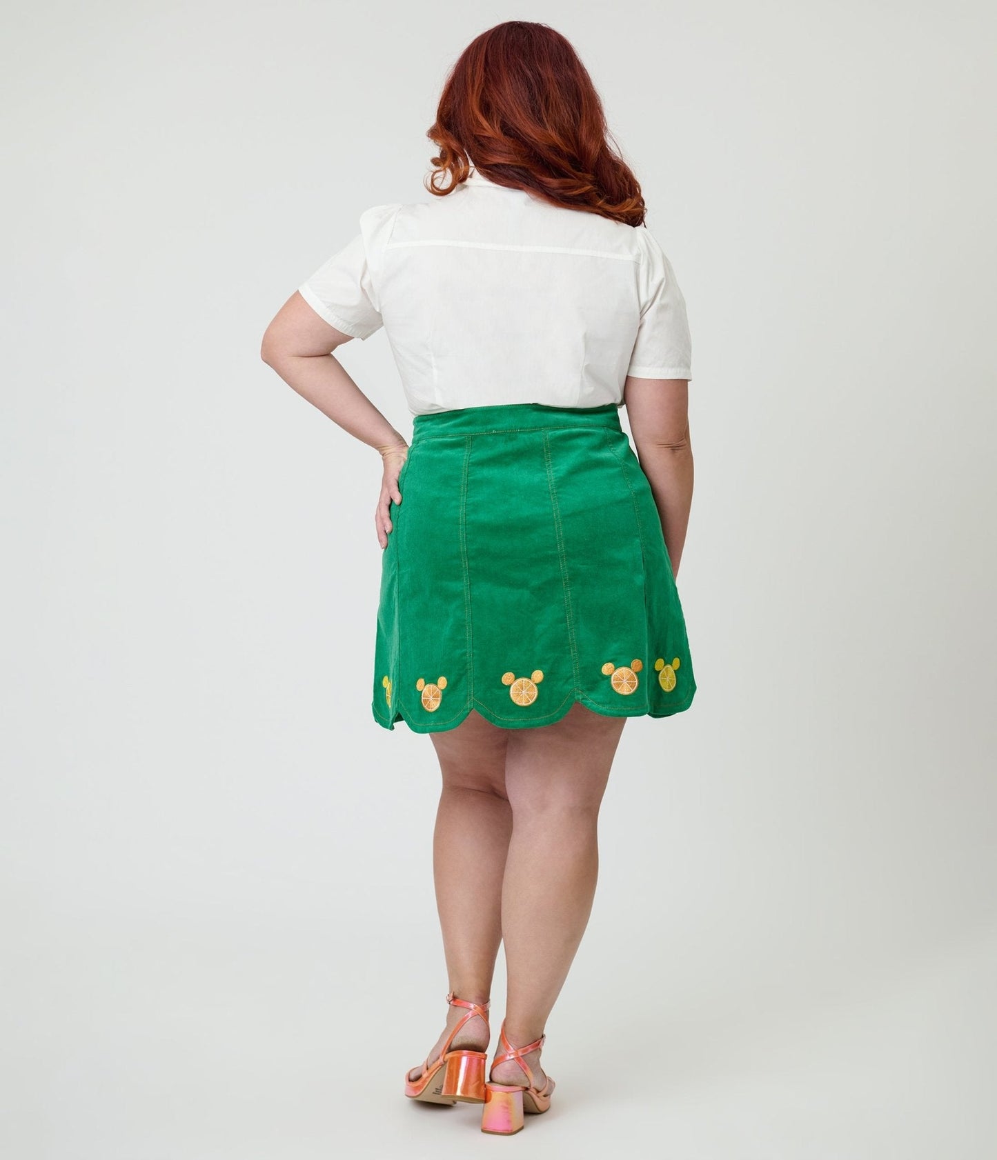 Disney Food Collection by Smak Parlour Plus Size Green Mickey Citrus Corduroy Mini Skirt