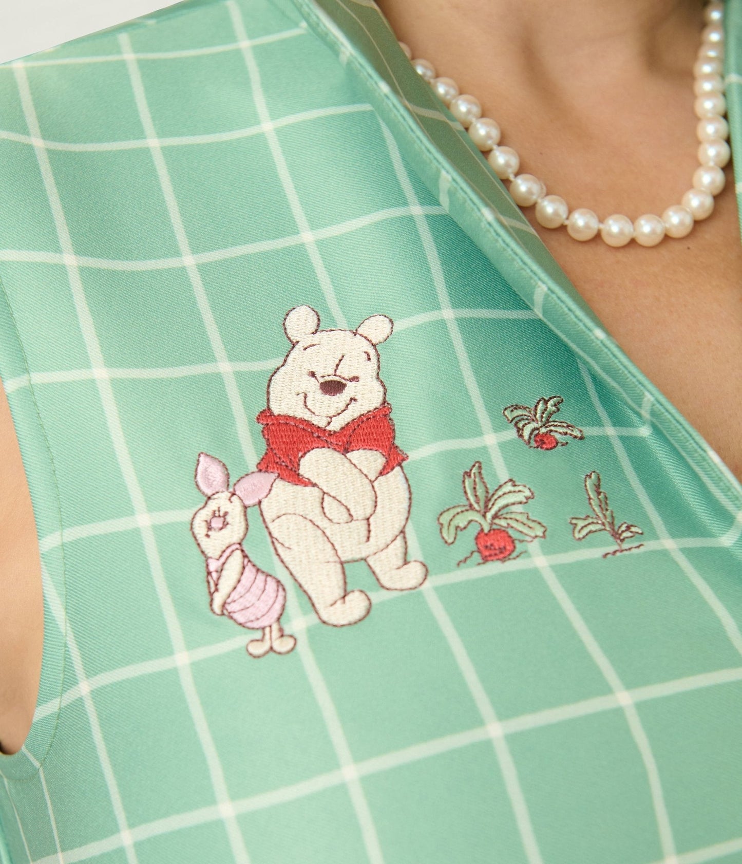 Disney Winnie the Pooh x Unique Vintage Green Plaid Edith Swing Dress