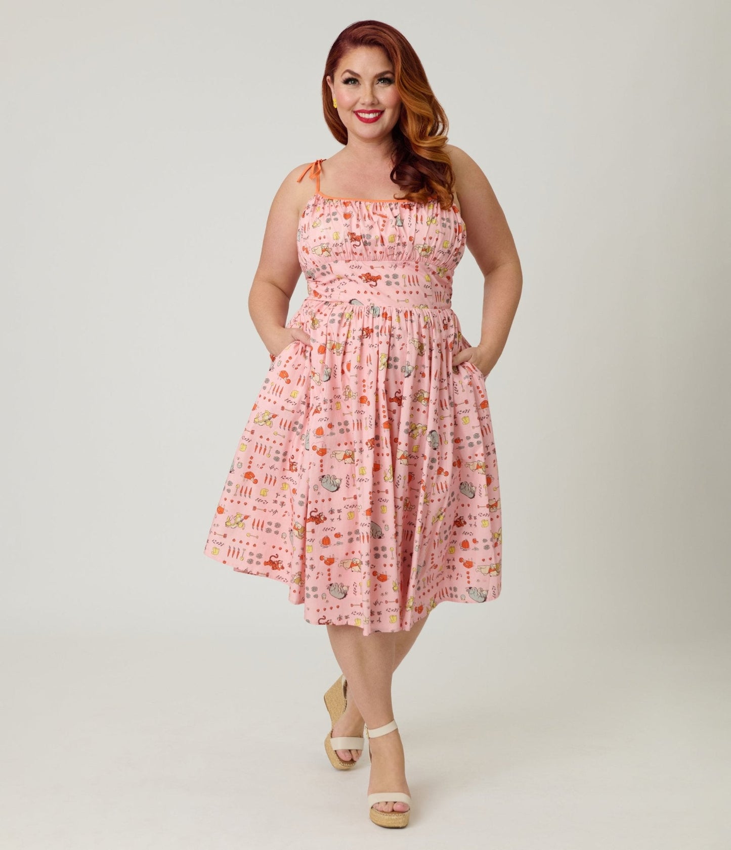 Disney Winnie the Pooh x Unique Vintage Plus Size Pooh Farm Cotton Swing Dress
