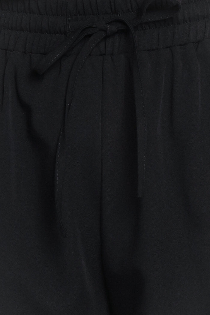 BOTTOMS Drapey Elastic Waist Wide Leg Pants - Black