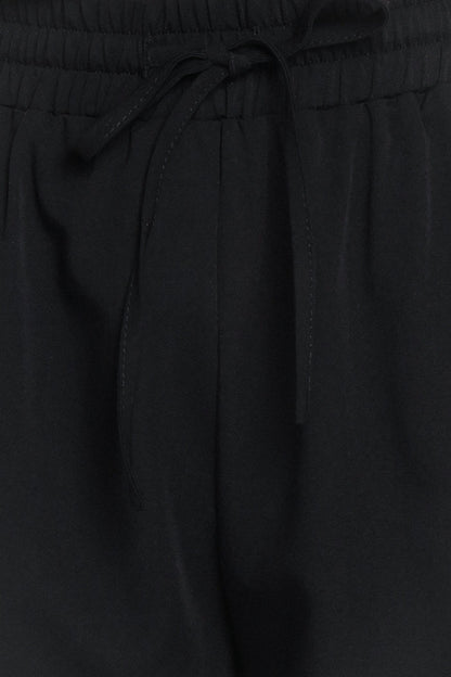 BOTTOMS Drapey Elastic Waist Wide Leg Pants - Black