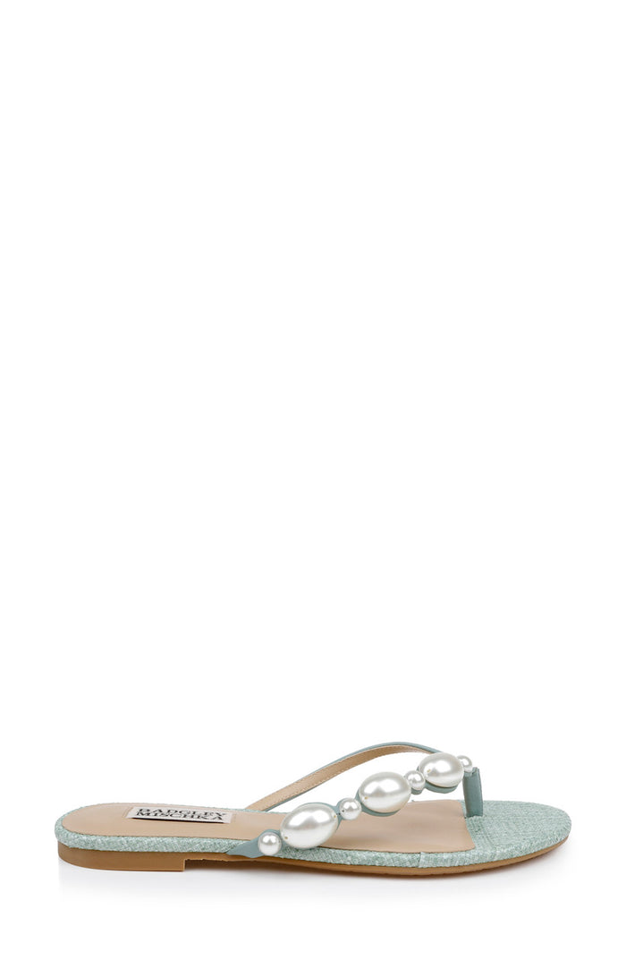 Seaglass | Dyana Pearl Embellished Thong Sandals Side