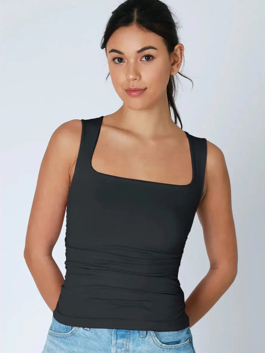 Niki Biki Clean Line Square Shirred Top