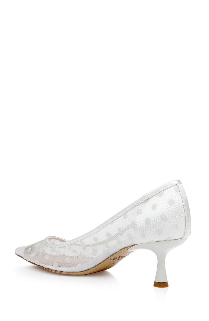 Ivory Satin | Elena Cap Toe Mesh Pumps Back Side