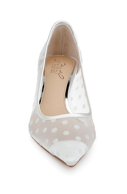 Ivory Satin | Elena Cap Toe Mesh Pumps Front
