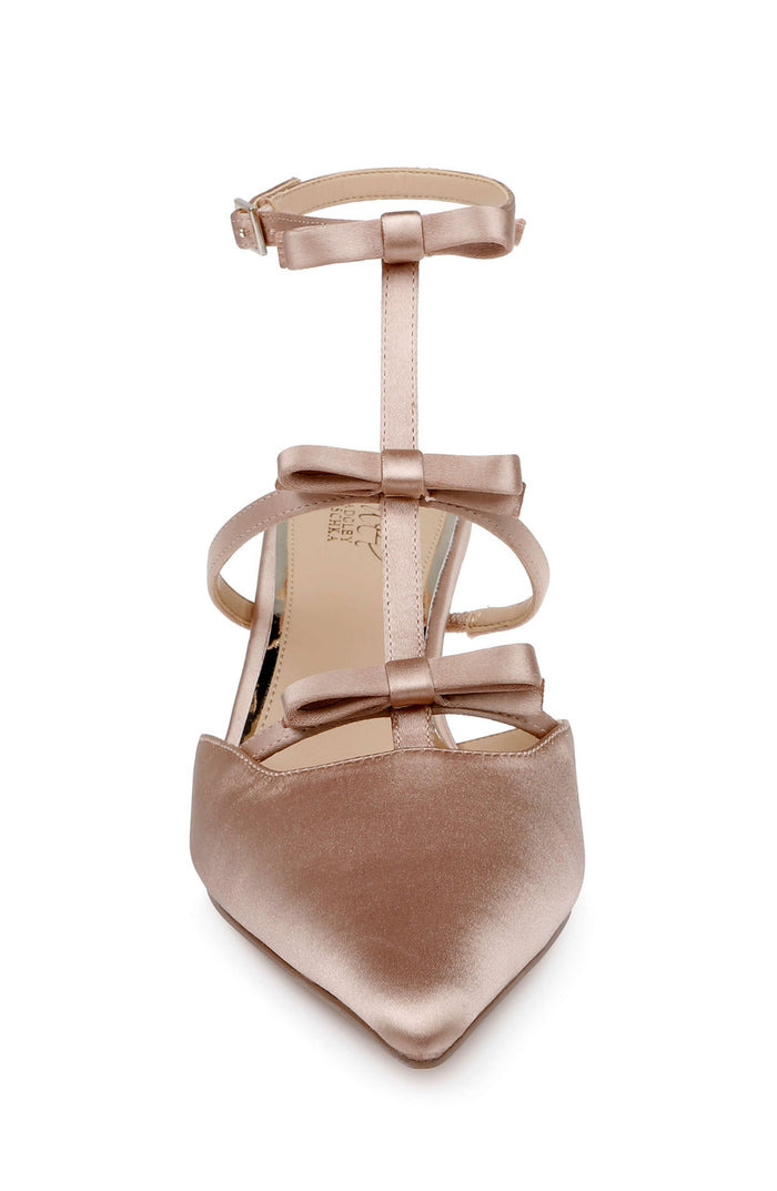 Nude | Elisabetta T-Strap Kitten Heel Pumps Front