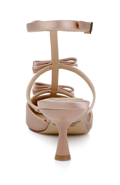 Nude | Elisabetta T-Strap Kitten Heel Pumps Back