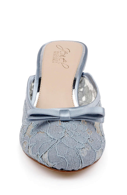 Mist Blue Satin | Elliot Closed Toe Mules Front