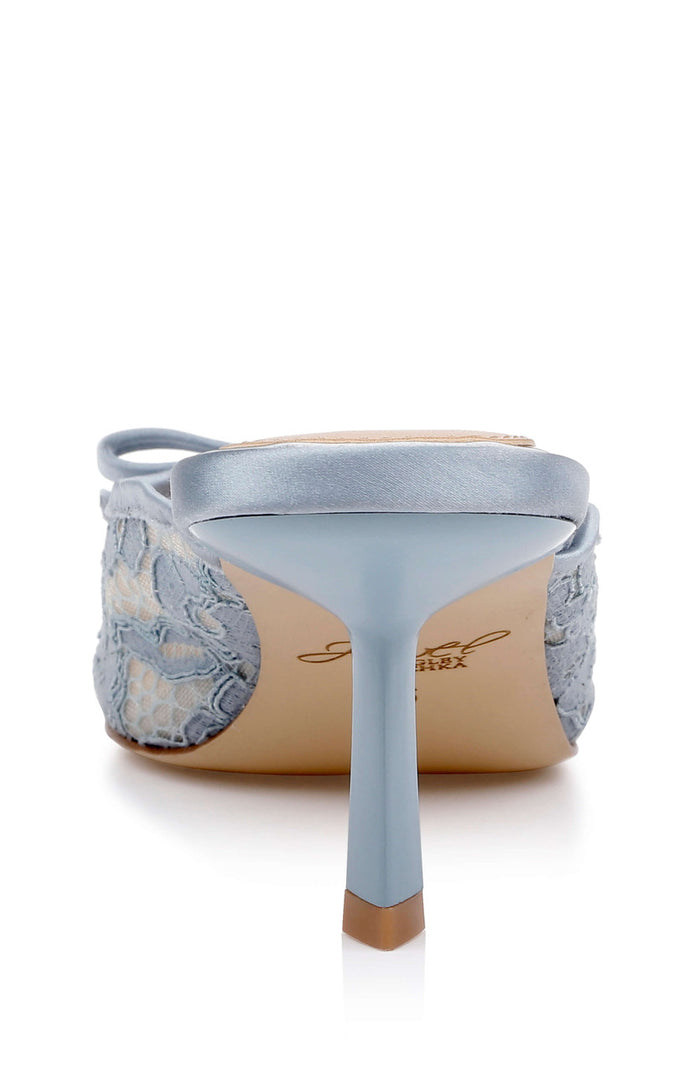 Mist Blue Satin | Elliot Closed Toe Mules Back