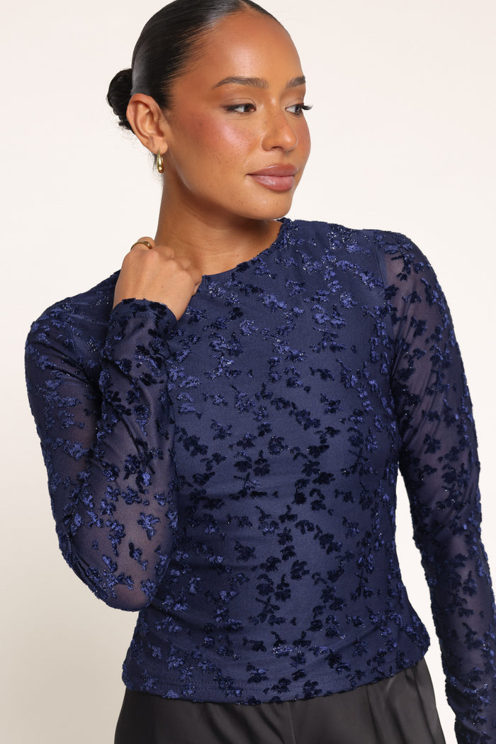 TOPS Ellison Top - Navy Burnout Velvet