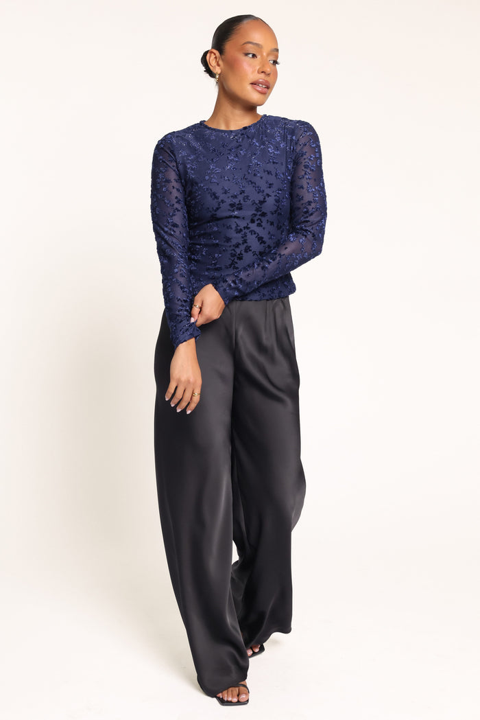 TOPS Ellison Top - Navy Burnout Velvet