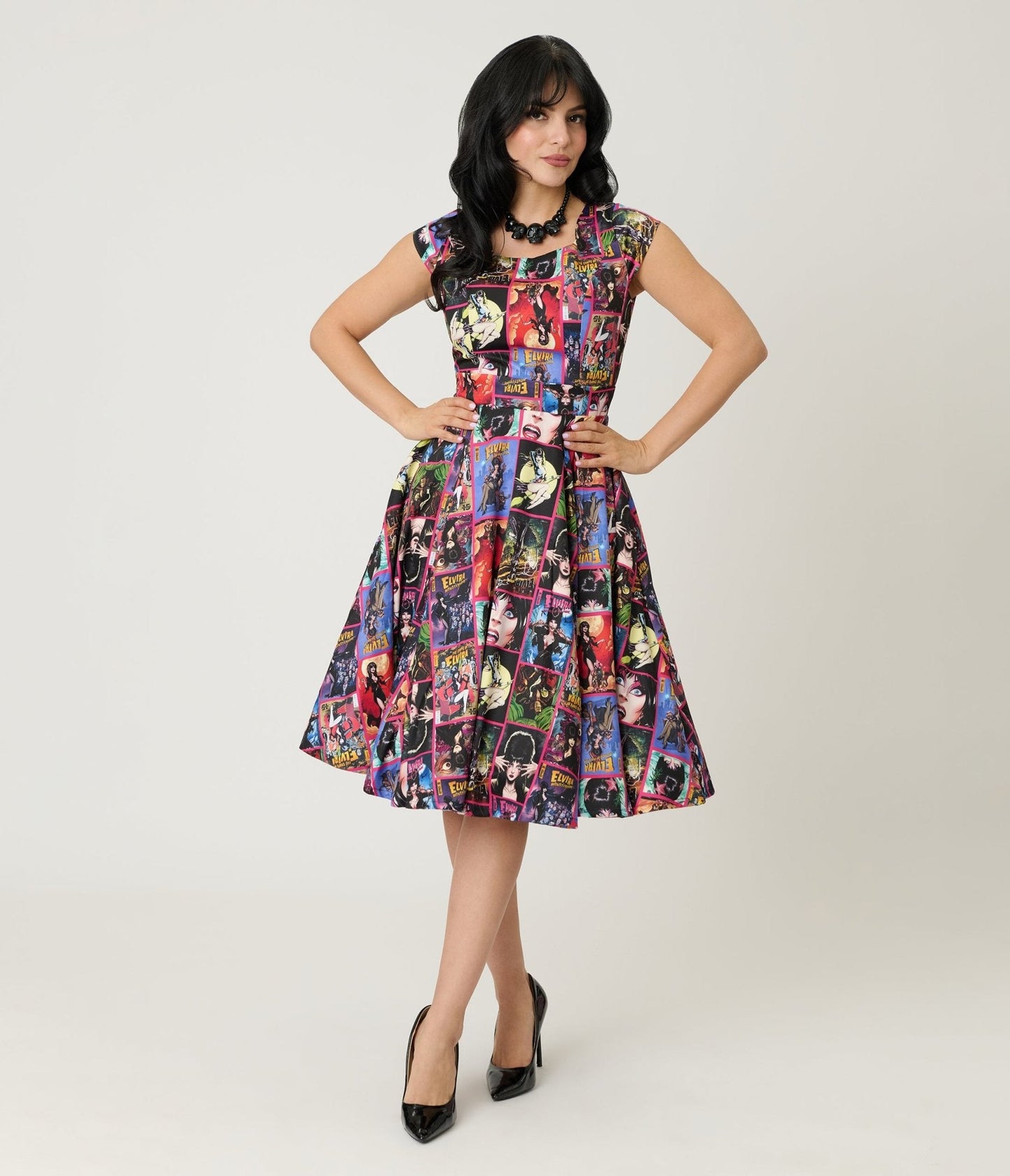 Elvira x Magnolia Place Comics Swing Dress
