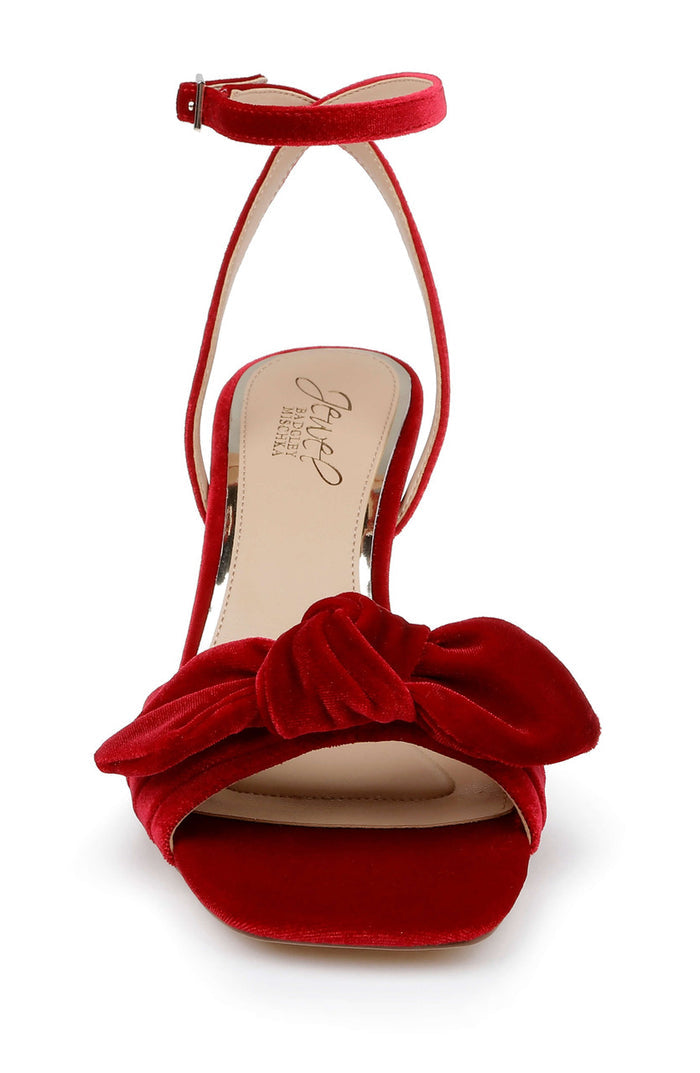 Red Velvet | Emeli Ankle Strap Bow Sandals Front
